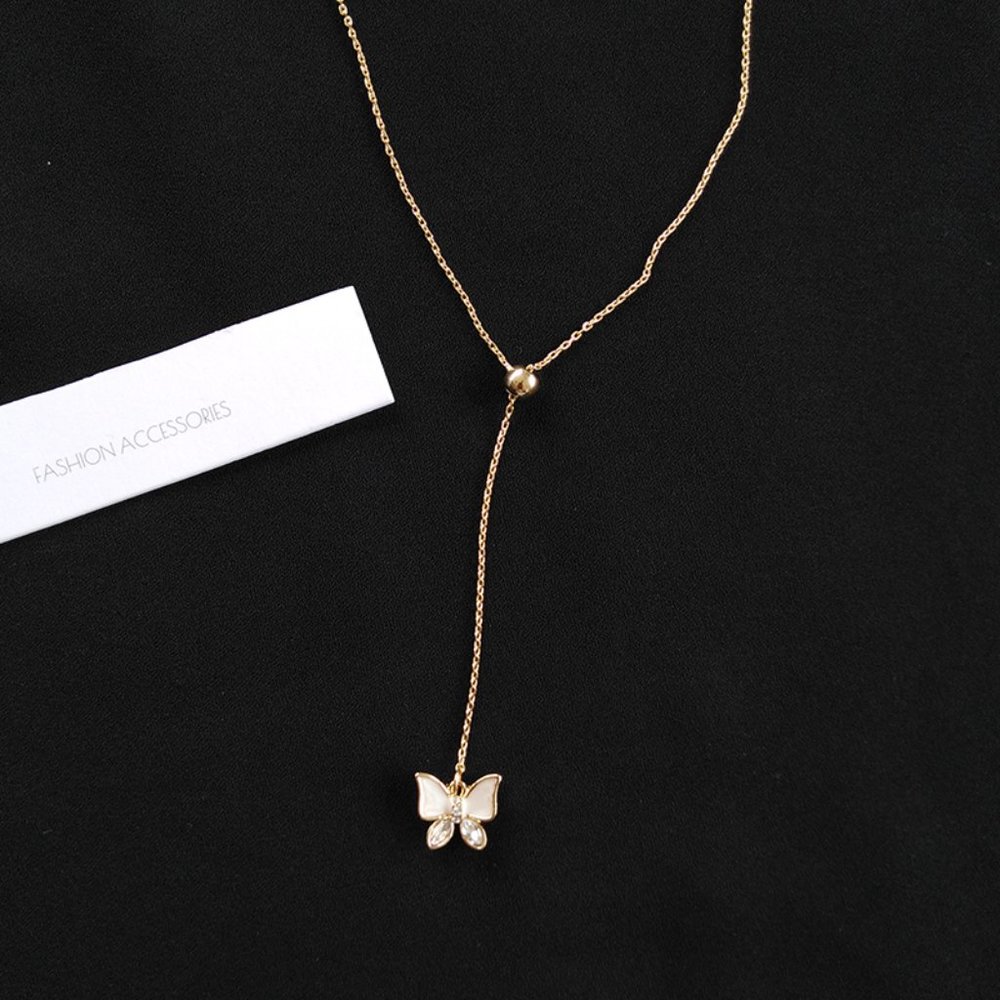 Golden Butterfly Pendant Necklace Choker - Picture 2 of 7